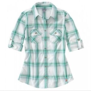 Carhartt Women's Green Plaid Button Down Shirt